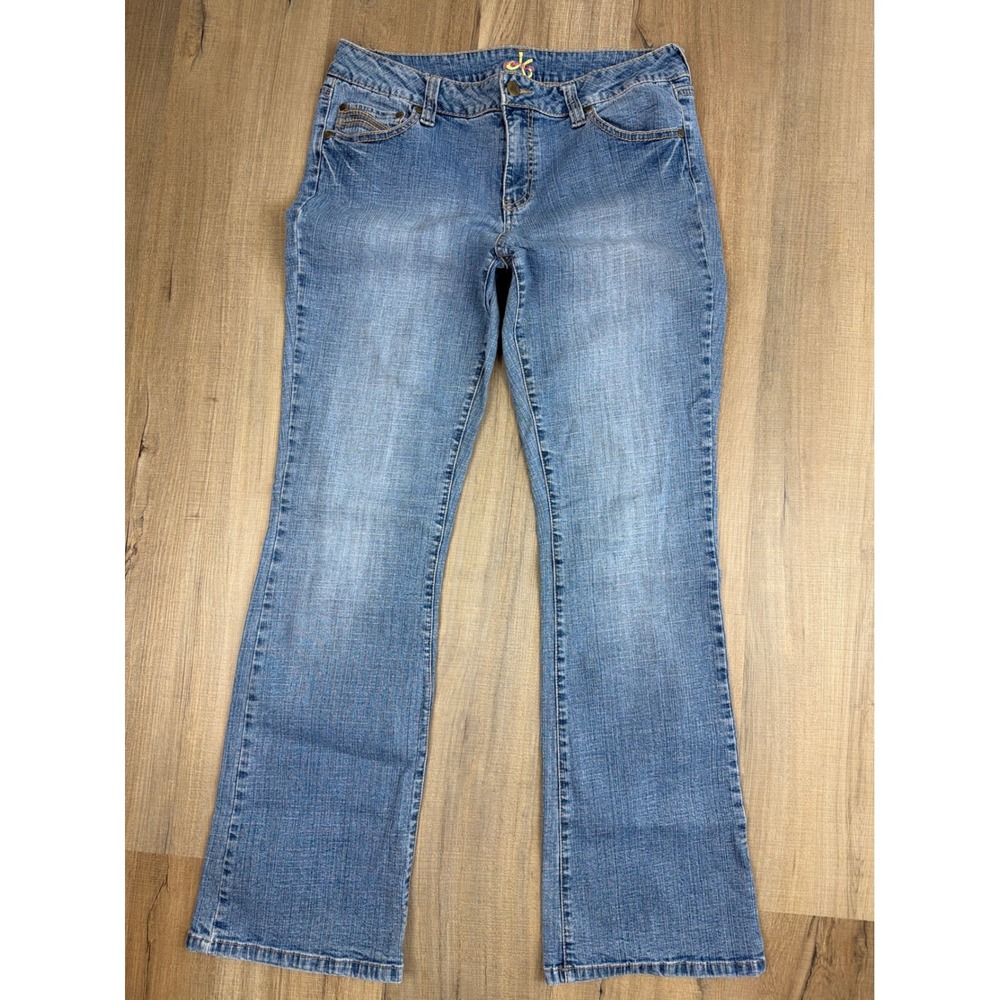 DK Denim Womens Size 10 Medium Wash Bootcut Jeans Embroidered Flap Pockets